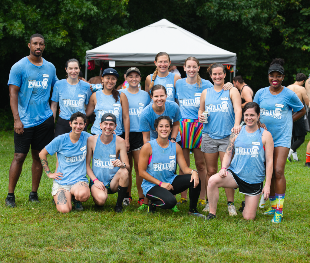Sports team in matching shirts